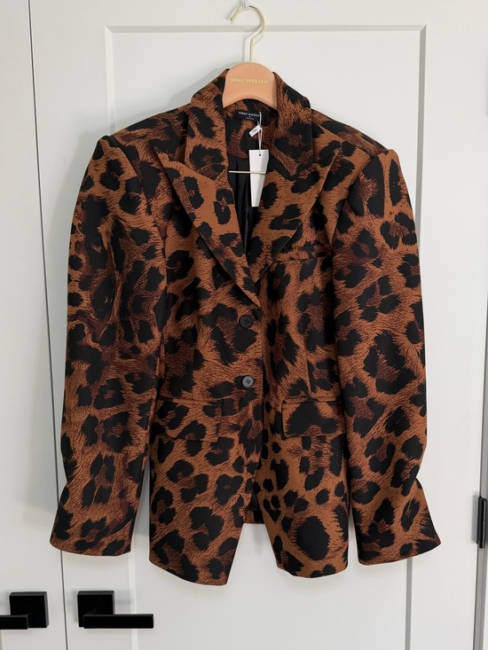 naked wardrobe Jackets & Blazers - SET - Naked Wardrobe Leopard Power Shoulder Blazer + Mini Skirt Set NWT M